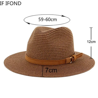 Oversized Panama Jazz Trilby Straw Sun Hat
