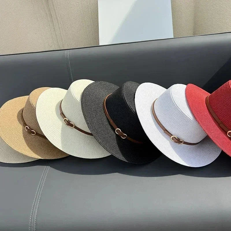 Bowknot Flat Brim Straw Panama Sun Hat