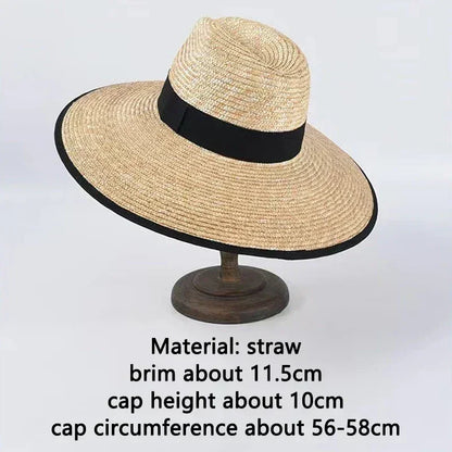 Belt Strap Wide Brim Straw Panama Sun Hat
