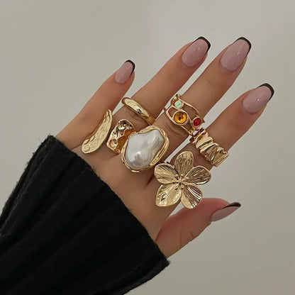 Baroque Pearl Flower Open Ring