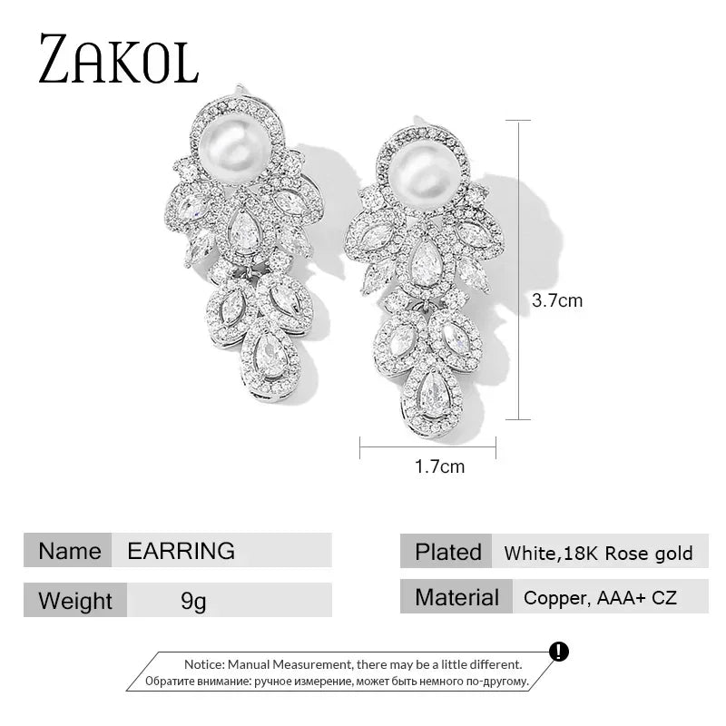 Crystal Leaf CZ Dangle Earrings