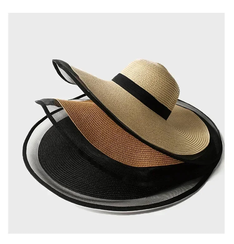 Foldable Wide Brim Straw Bucket Sun Hat