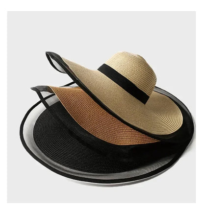Foldable Wide Brim Straw Bucket Sun Hat