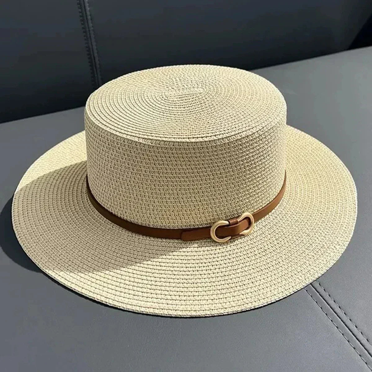 Bowknot Flat Brim Straw Panama Sun Hat