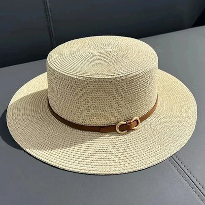 Bowknot Flat Brim Straw Panama Sun Hat
