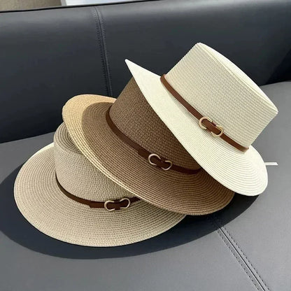 Bowknot Flat Brim Straw Panama Sun Hat