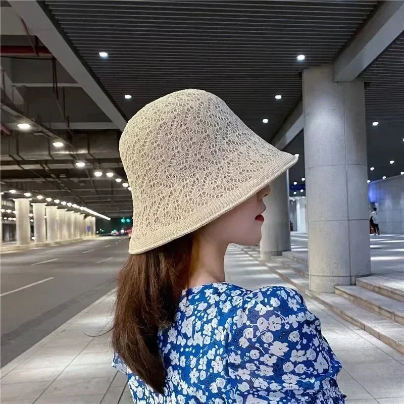 Korean Hollow Knit Crochet Bucket Hat