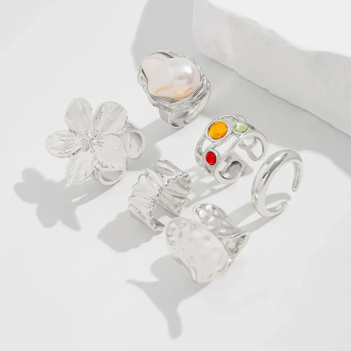 Baroque Pearl Flower Open Ring
