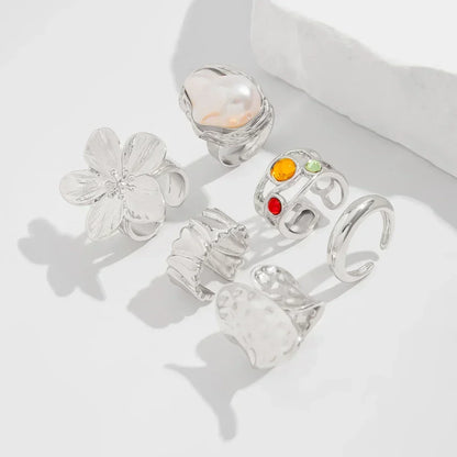 Baroque Pearl Flower Open Ring