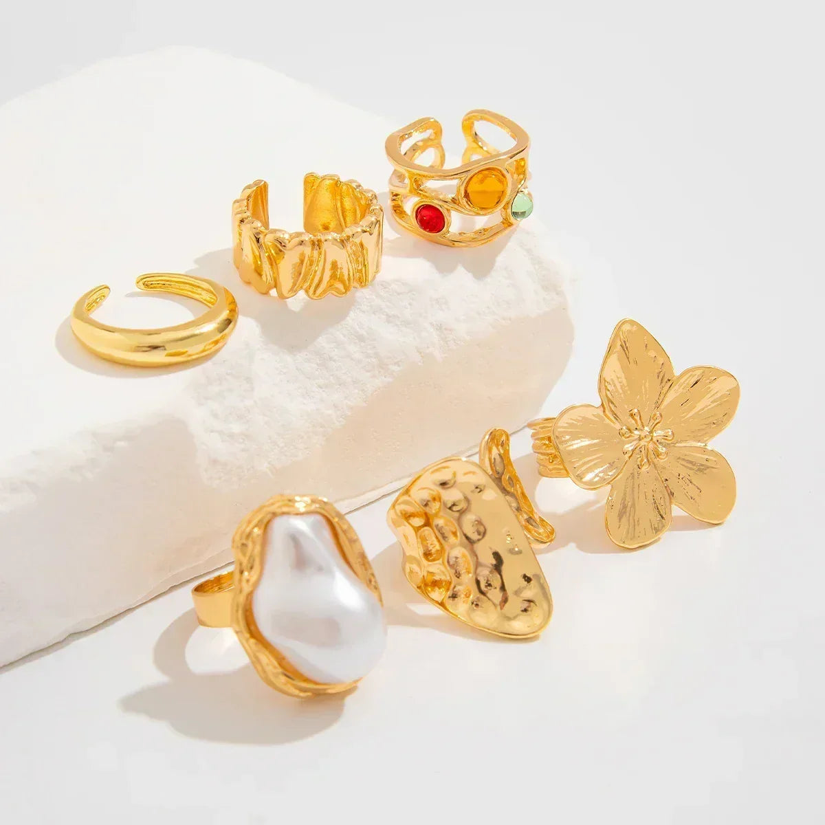 Baroque Pearl Flower Open Ring