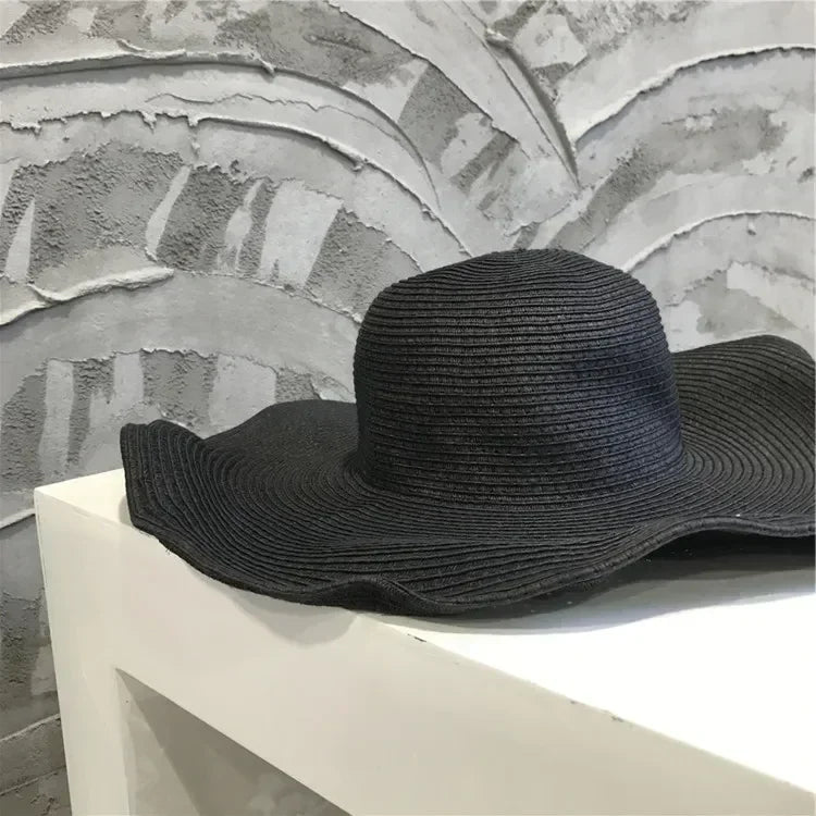 Foldable Wide Brim Straw Bucket Sun Hat