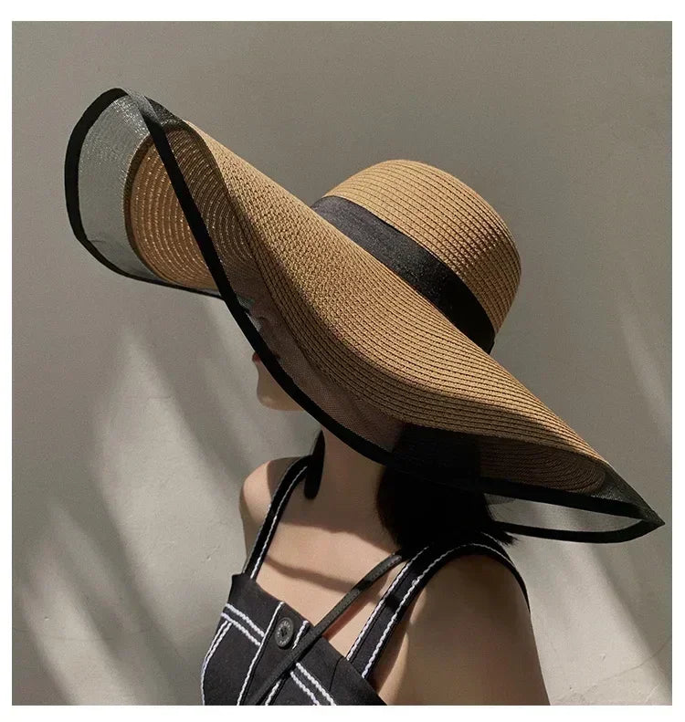 Foldable Wide Brim Straw Bucket Sun Hat