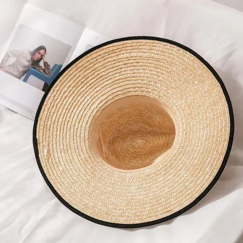 Belt Strap Wide Brim Straw Panama Sun Hat