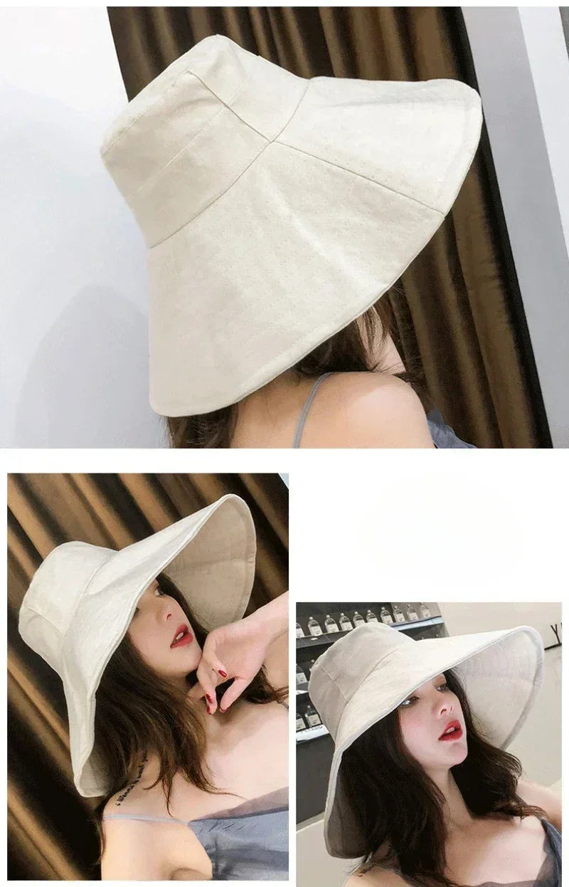 Japanese Big Brim Foldable Cotton Sun Hat
