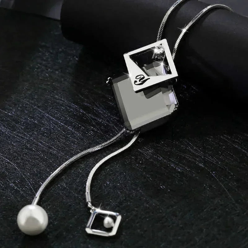 Gray Crystal Choker Necklace