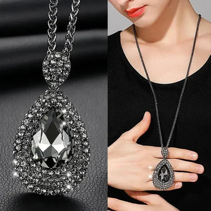 Gray Crystal Choker Necklace