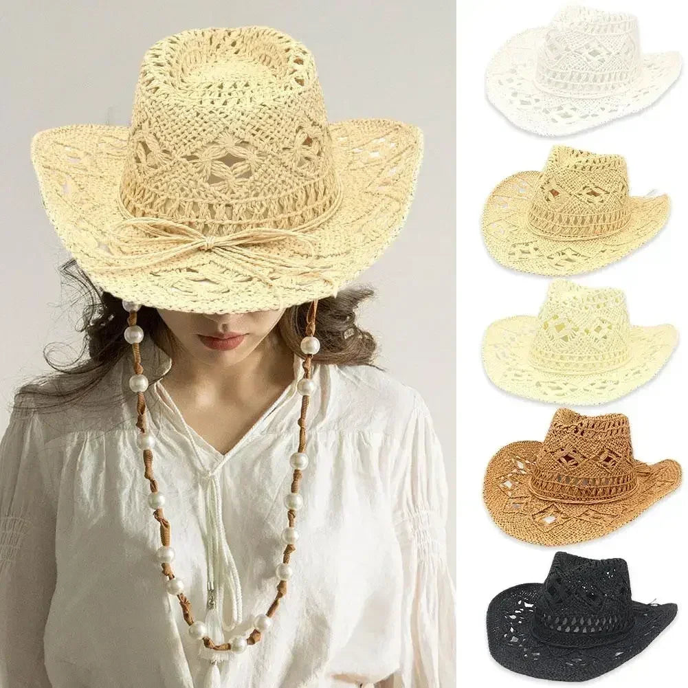 Hand-Woven Western Cowboy Straw Hat