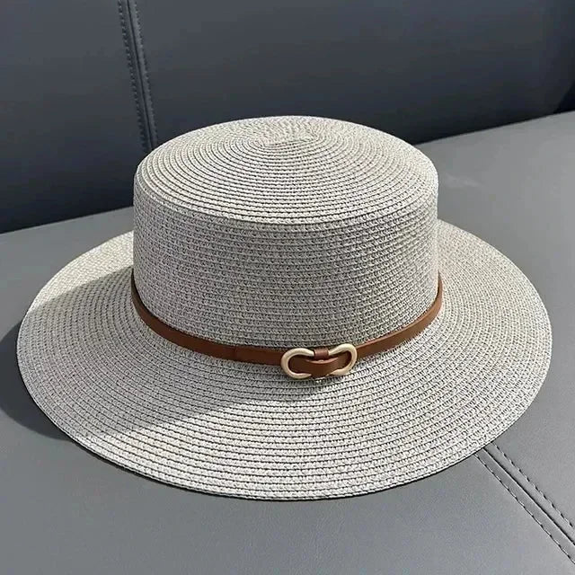 Bowknot Flat Brim Straw Panama Sun Hat
