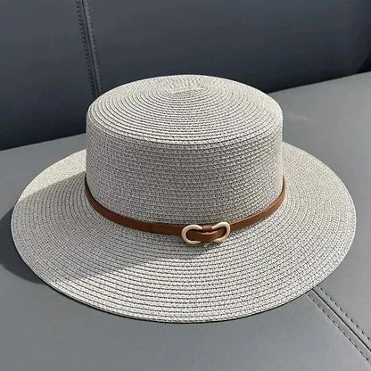 Bowknot Flat Brim Straw Panama Sun Hat