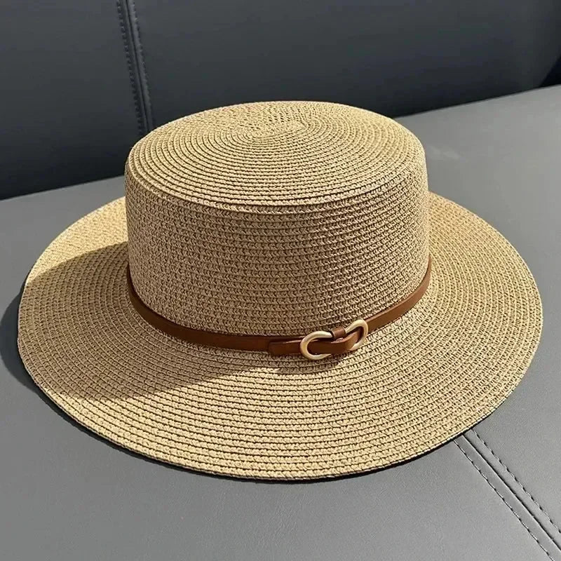 Bowknot Flat Brim Straw Panama Sun Hat