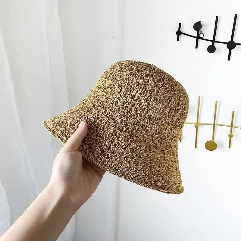 Korean Hollow Knit Crochet Bucket Hat