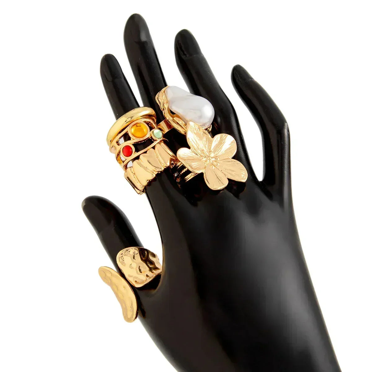 Baroque Pearl Flower Open Ring