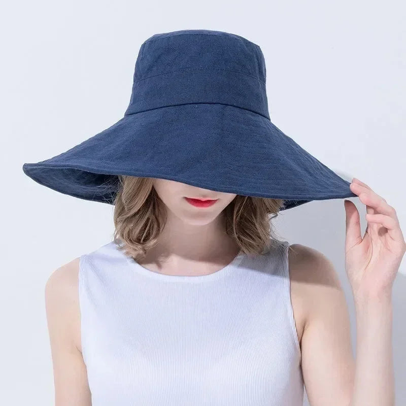 Japanese Big Brim Foldable Cotton Sun Hat