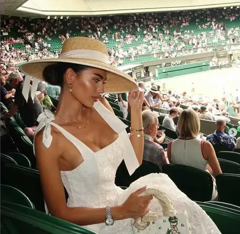 Hepburn Style Wide Brim Straw Sun Hat
