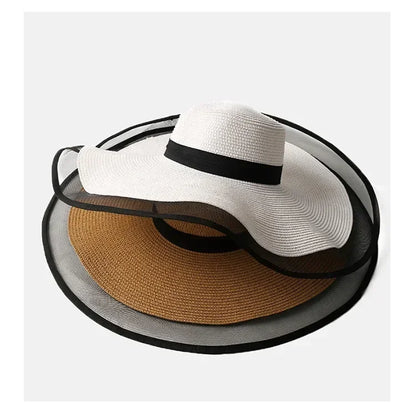 Foldable Wide Brim Straw Bucket Sun Hat