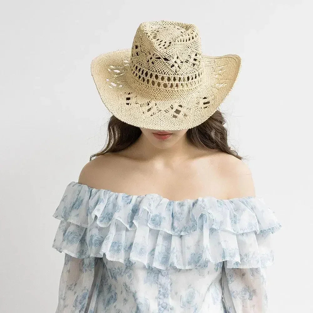 Hand-Woven Western Cowboy Straw Hat