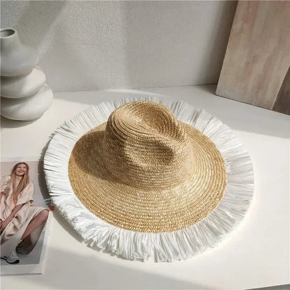 Hepburn Style Wide Brim Straw Sun Hat