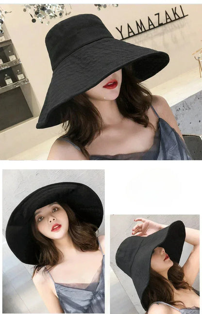 Japanese Big Brim Foldable Cotton Sun Hat