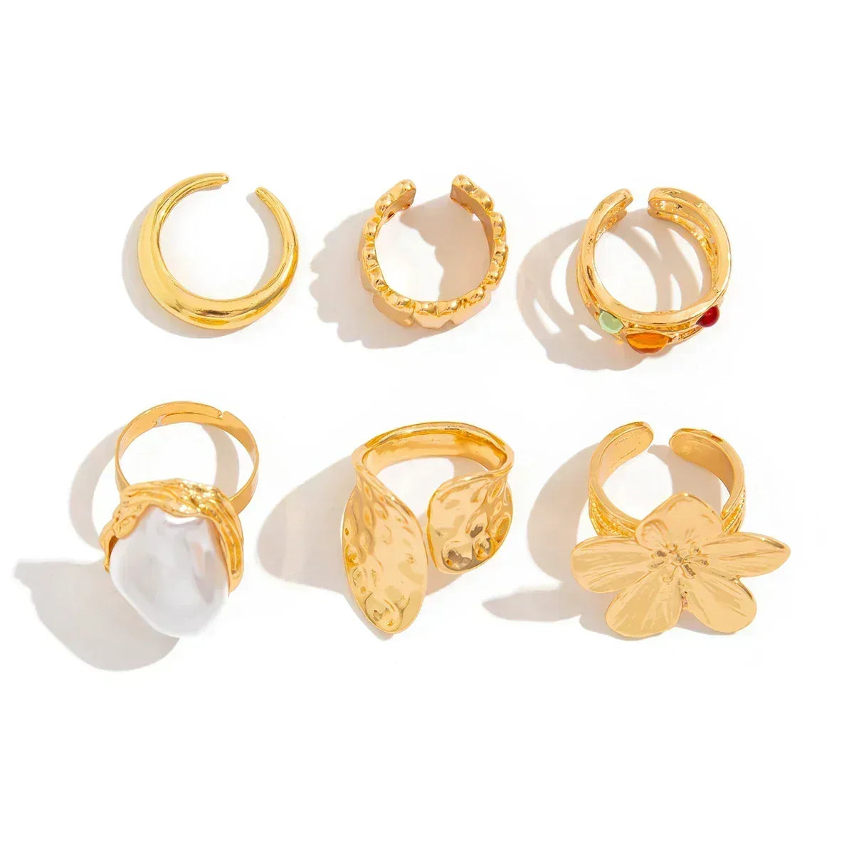 Baroque Pearl Flower Open Ring
