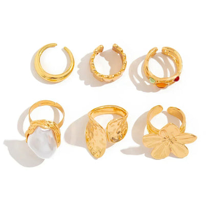 Baroque Pearl Flower Open Ring