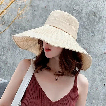 Japanese Big Brim Foldable Cotton Sun Hat