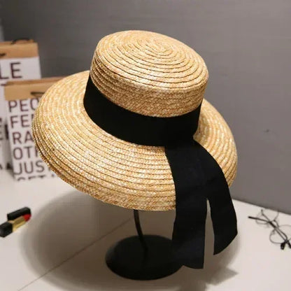 Hepburn Style Wide Brim Straw Sun Hat
