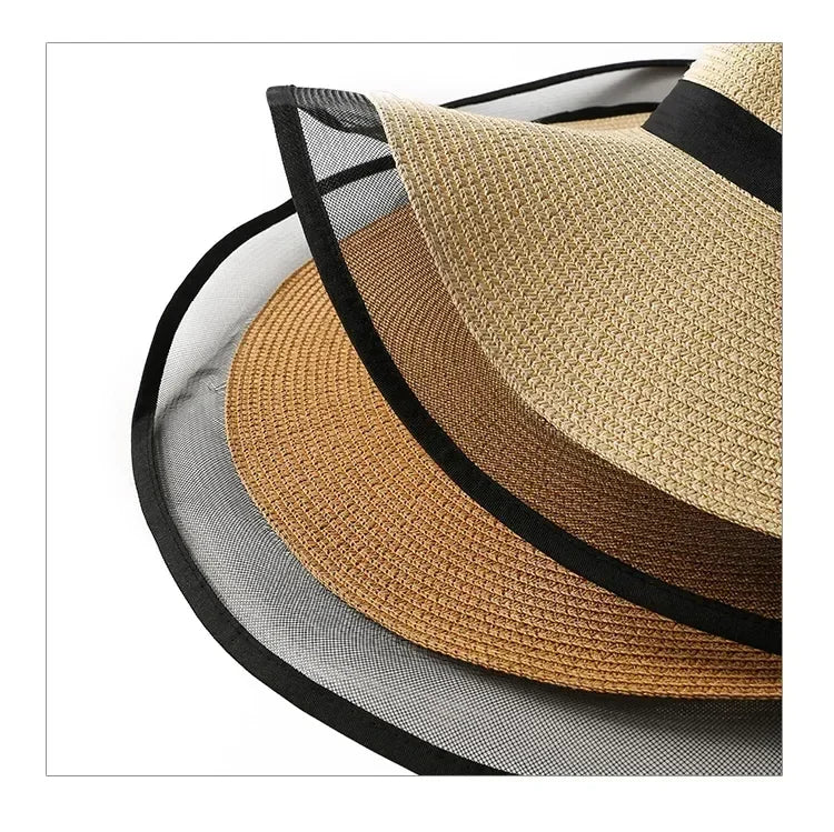 Foldable Wide Brim Straw Bucket Sun Hat