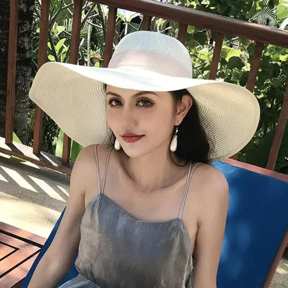 Foldable Bow Brim Straw Sun Hat