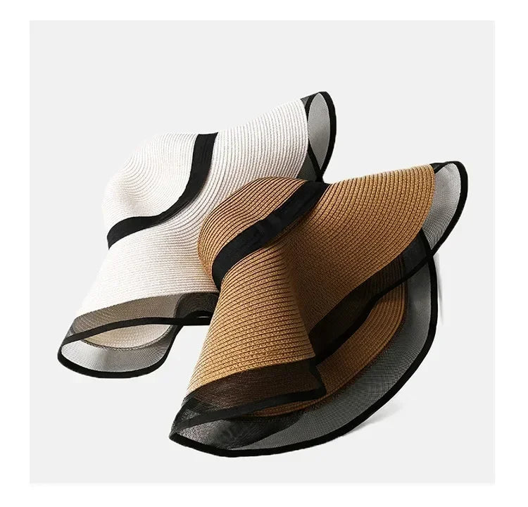 Foldable Wide Brim Straw Bucket Sun Hat
