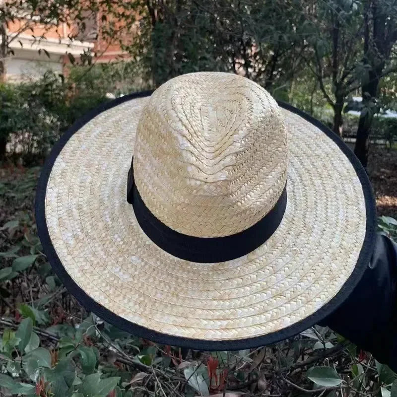 Belt Strap Wide Brim Straw Panama Sun Hat