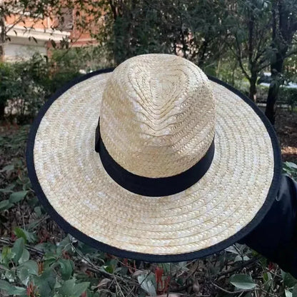 Belt Strap Wide Brim Straw Panama Sun Hat