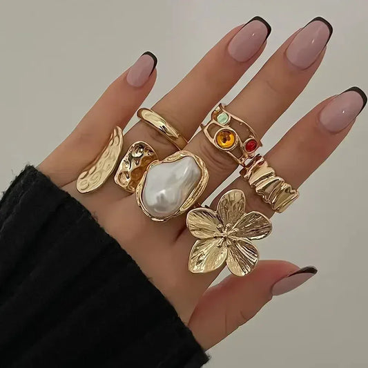 Baroque Pearl Flower Open Ring
