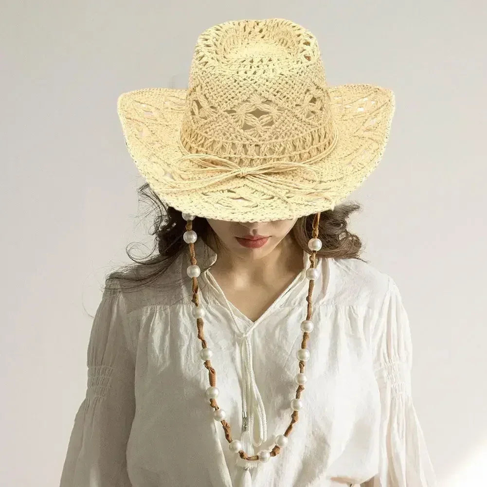 Hand-Woven Western Cowboy Straw Hat