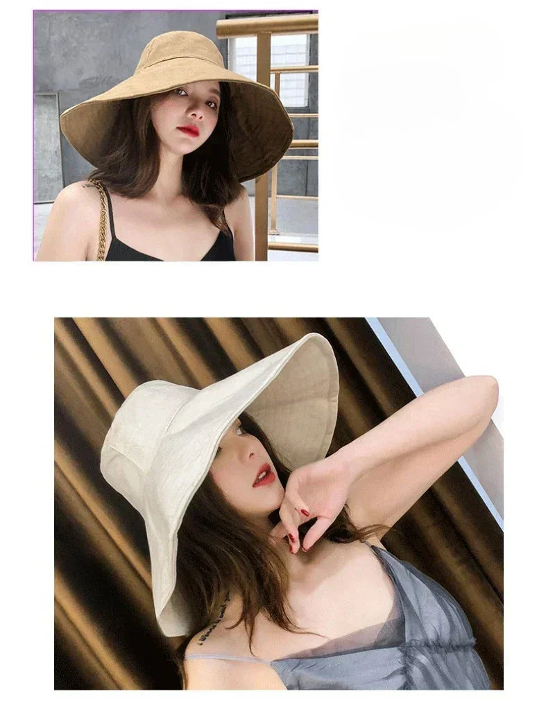 Japanese Big Brim Foldable Cotton Sun Hat