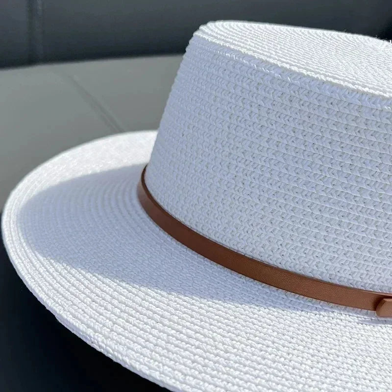 Bowknot Flat Brim Straw Panama Sun Hat
