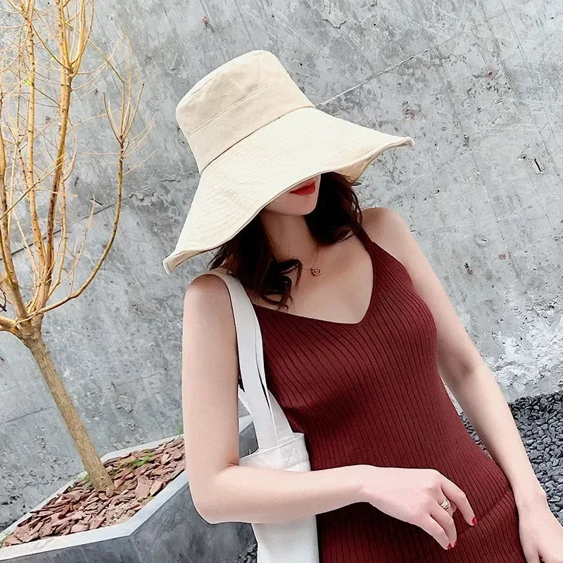 Japanese Big Brim Foldable Cotton Sun Hat