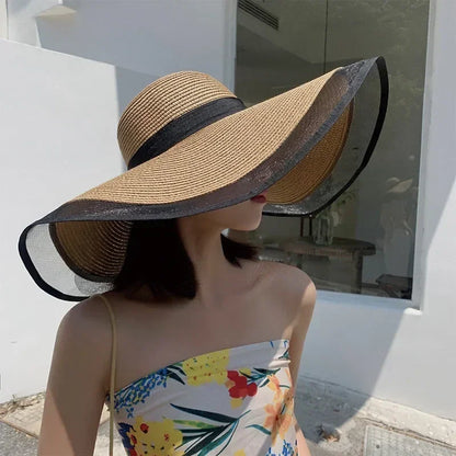Foldable Wide Brim Straw Bucket Sun Hat