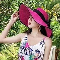 Foldable Wide Brim Straw Bucket Sun Hat