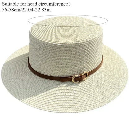 Bowknot Flat Brim Straw Panama Sun Hat