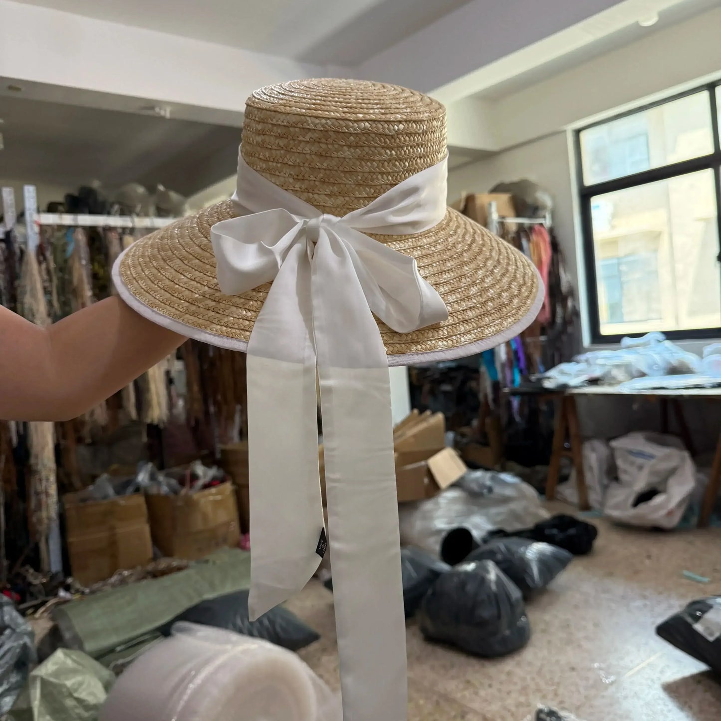 Hepburn Style Wide Brim Straw Sun Hat